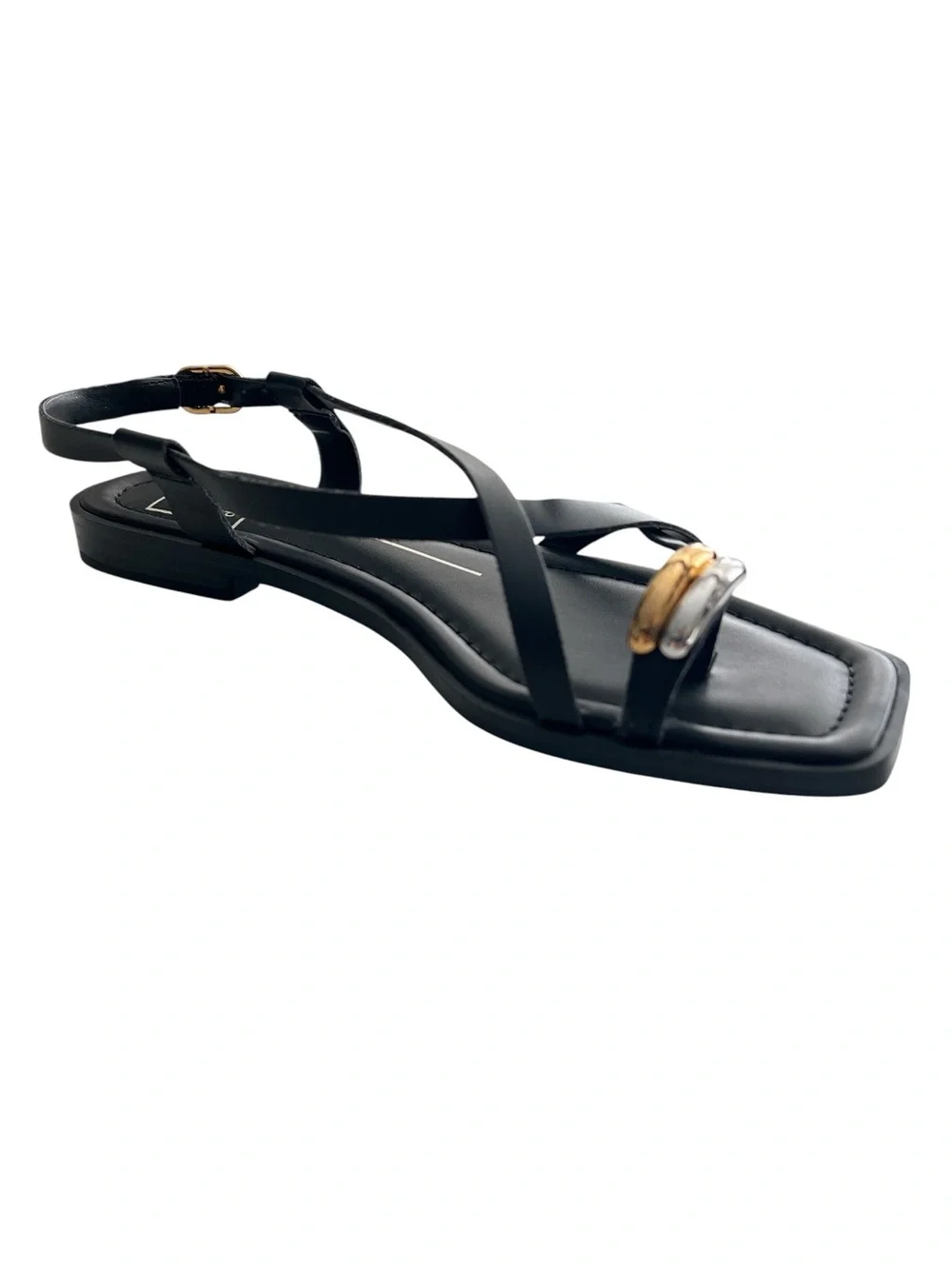 Dolce Vita Strappy Flat Sandals Gold Silver Toe Ring Ankle Straps, Size 6M